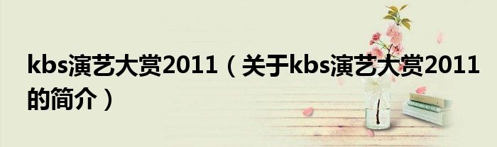 kbs演藝大賞2011（關(guān)于kbs演藝大賞2011的簡介）