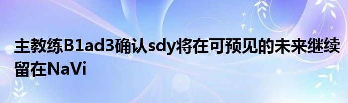 主教練B1ad3確認(rèn)sdy將在可預(yù)見的未來繼續(xù)留在NaVi