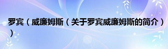 羅賓（威廉姆斯（關(guān)于羅賓威廉姆斯的簡介））