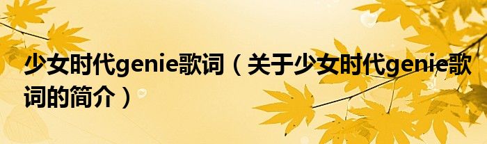 少女時(shí)代genie歌詞（關(guān)于少女時(shí)代genie歌詞的簡(jiǎn)介）