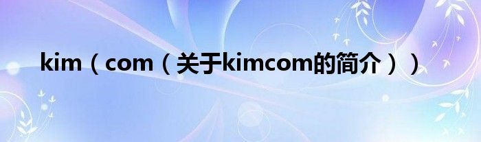 kim（com（關(guān)于kimcom的簡介））