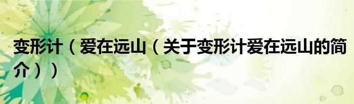 變形計(jì)（愛在遠(yuǎn)山（關(guān)于變形計(jì)愛在遠(yuǎn)山的簡介））