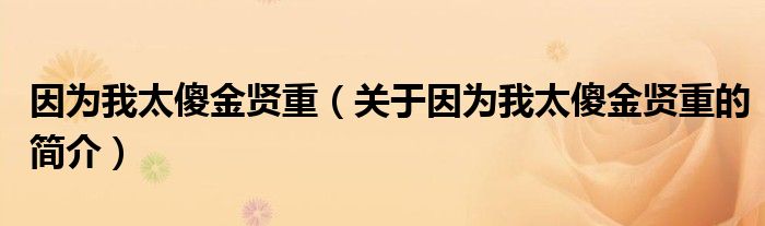 因為我太傻金賢重（關于因為我太傻金賢重的簡介）