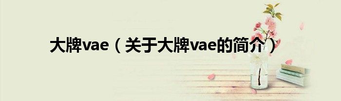 大牌vae（關(guān)于大牌vae的簡介）