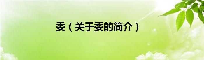 委（關(guān)于委的簡介）