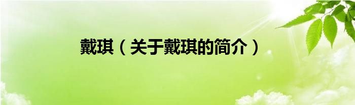 戴琪（關(guān)于戴琪的簡介）