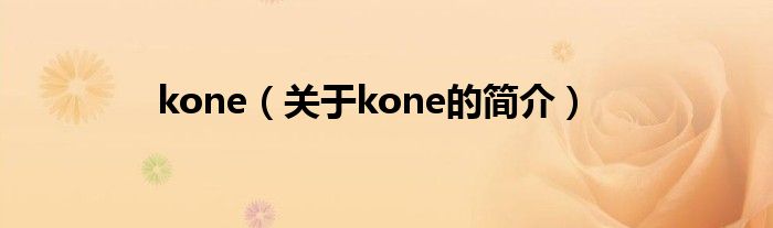 kone（關于kone的簡介）