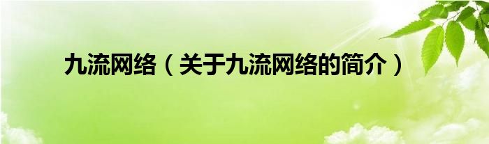 九流網(wǎng)絡(luò)（關(guān)于九流網(wǎng)絡(luò)的簡(jiǎn)介）