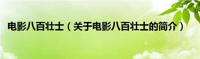 電影八百壯士（關(guān)于電影八百壯士的簡(jiǎn)介）