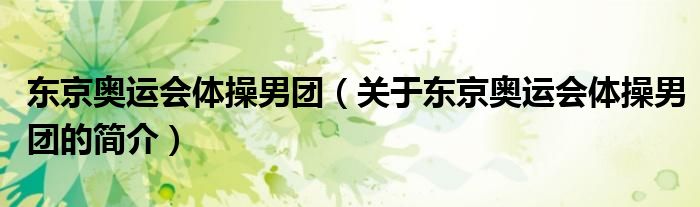 東京奧運會體操男團（關(guān)于東京奧運會體操男團的簡介）