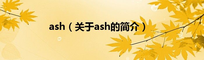 ash（關(guān)于ash的簡介）