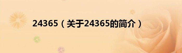 24365（關(guān)于24365的簡介）