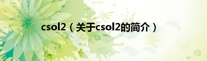 csol2（關于csol2的簡介）