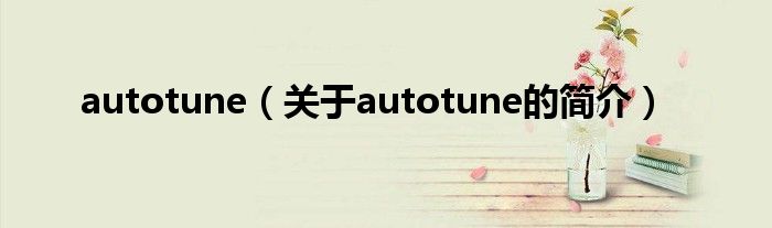 autotune（關(guān)于autotune的簡介）