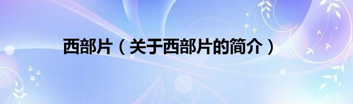 西部片（關(guān)于西部片的簡(jiǎn)介）