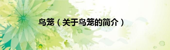 鳥(niǎo)籠（關(guān)于鳥(niǎo)籠的簡(jiǎn)介）