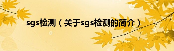 sgs檢測(cè)（關(guān)于sgs檢測(cè)的簡(jiǎn)介）