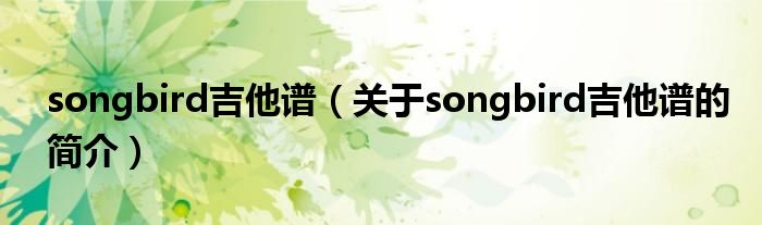 songbird吉他譜（關(guān)于songbird吉他譜的簡介）