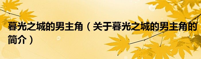 暮光之城的男主角（關(guān)于暮光之城的男主角的簡(jiǎn)介）