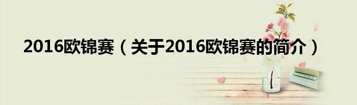 2016歐錦賽（關(guān)于2016歐錦賽的簡介）