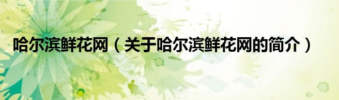 哈爾濱鮮花網(wǎng)（關(guān)于哈爾濱鮮花網(wǎng)的簡(jiǎn)介）