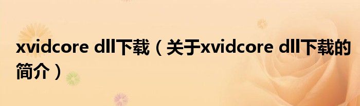 xvidcore dll下載（關(guān)于xvidcore dll下載的簡(jiǎn)介）