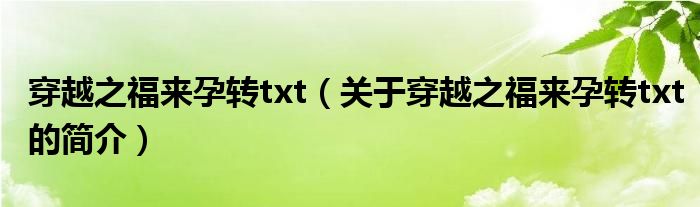 穿越之福來(lái)孕轉(zhuǎn)txt（關(guān)于穿越之福來(lái)孕轉(zhuǎn)txt的簡(jiǎn)介）