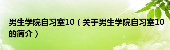 男生學(xué)院自習(xí)室10（關(guān)于男生學(xué)院自習(xí)室10的簡(jiǎn)介）