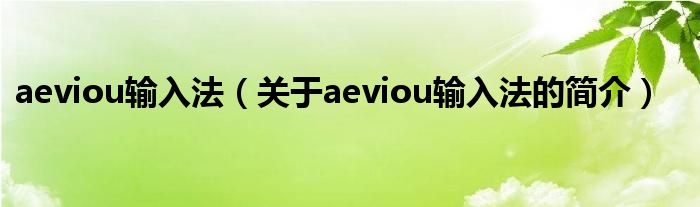 aeviou輸入法（關(guān)于aeviou輸入法的簡(jiǎn)介）