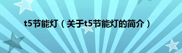 t5節(jié)能燈（關(guān)于t5節(jié)能燈的簡(jiǎn)介）