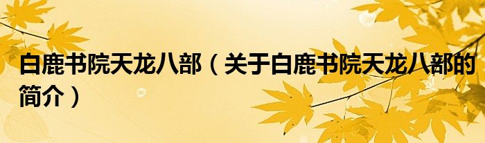 白鹿書院天龍八部（關(guān)于白鹿書院天龍八部的簡(jiǎn)介）