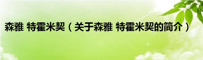 森雅 特霍米契（關于森雅 特霍米契的簡介）