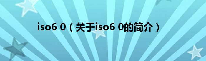 iso6 0（關于iso6 0的簡介）