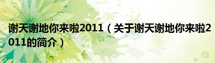 謝天謝地你來(lái)啦2011（關(guān)于謝天謝地你來(lái)啦2011的簡(jiǎn)介）