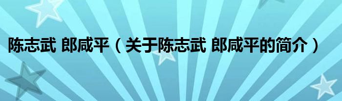 陳志武 郎咸平（關于陳志武 郎咸平的簡介）