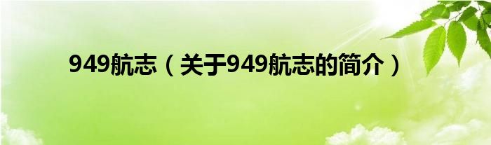 949航志（關(guān)于949航志的簡(jiǎn)介）