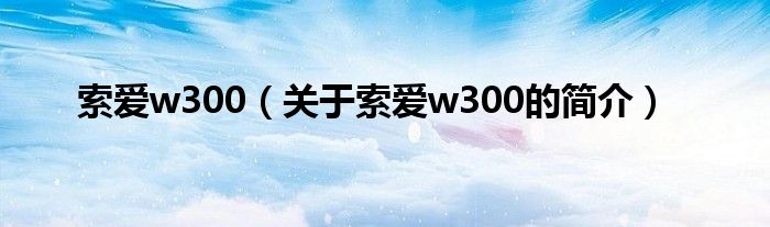 索愛w300（關(guān)于索愛w300的簡介）