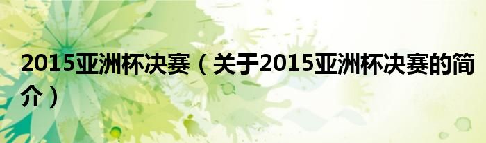 2015亞洲杯決賽（關(guān)于2015亞洲杯決賽的簡(jiǎn)介）