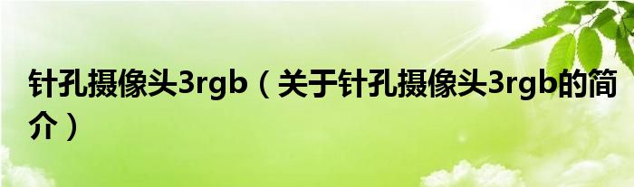 針孔攝像頭3rgb（關(guān)于針孔攝像頭3rgb的簡(jiǎn)介）