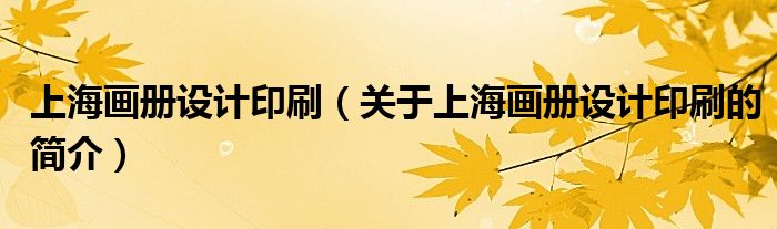 上海畫(huà)冊(cè)設(shè)計(jì)印刷（關(guān)于上海畫(huà)冊(cè)設(shè)計(jì)印刷的簡(jiǎn)介）