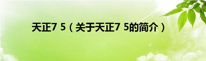 天正7 5（關(guān)于天正7 5的簡(jiǎn)介）