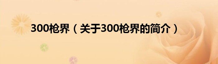 300槍界（關(guān)于300槍界的簡介）