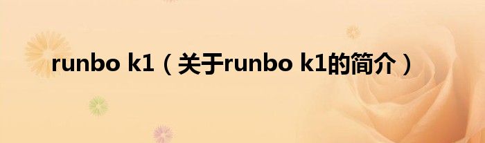 runbo k1（關(guān)于runbo k1的簡介）