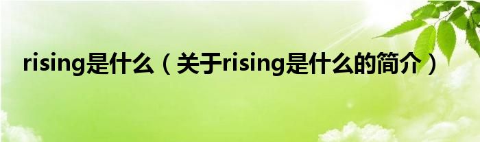 rising是什么（關于rising是什么的簡介）