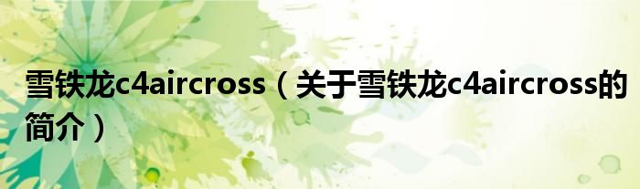 雪鐵龍c4aircross（關(guān)于雪鐵龍c4aircross的簡介）