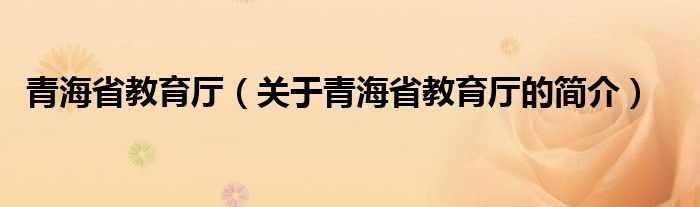 青海省教育廳（關(guān)于青海省教育廳的簡(jiǎn)介）