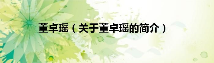 董卓瑤（關(guān)于董卓瑤的簡(jiǎn)介）