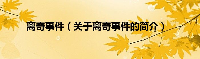 離奇事件（關(guān)于離奇事件的簡(jiǎn)介）