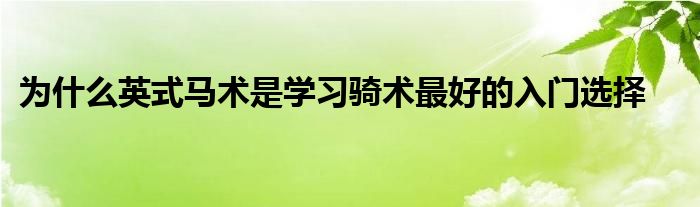 為什么英式馬術(shù)是學(xué)習(xí)騎術(shù)最好的入門(mén)選擇