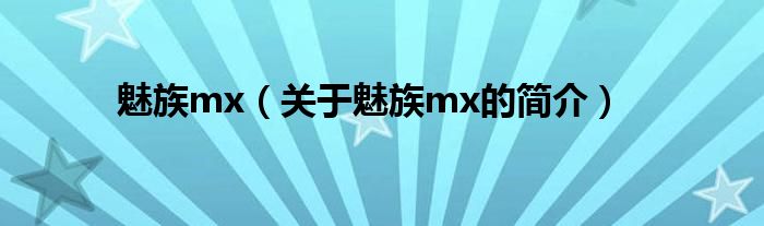 魅族mx（關于魅族mx的簡介）